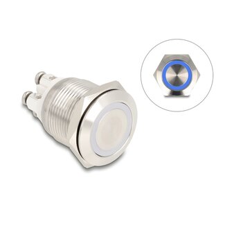 DeLOCK Delock Push Button for Installation 19 mm 4 x Screw Terminal LED blue