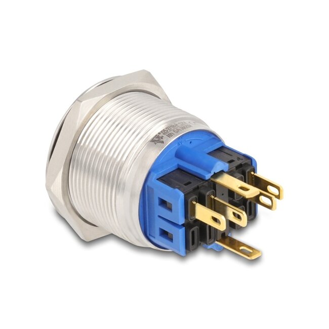 Delock Push Button for Installation 25 mm 6 x solder connection LED red power symbol + ring