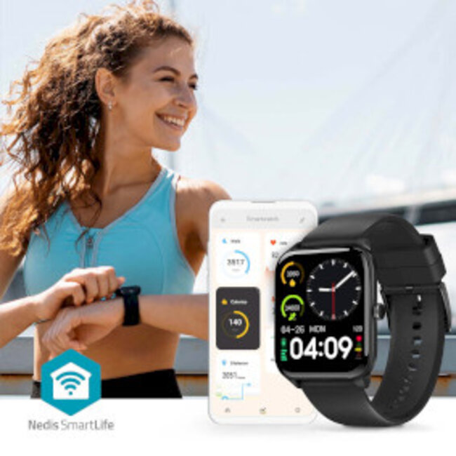 SmartLife-horloge | LCD | IP68 | Maximale gebruiksduur: 14400 min | Android™ / IOS | Zwart