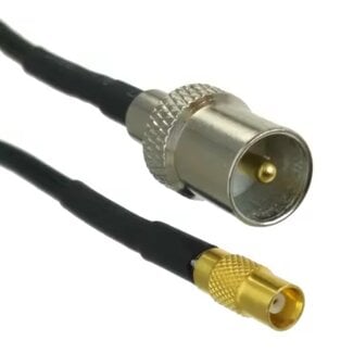 Universal Coax IEC (m) - MCX (v) adapter kabel | RG174 | 50 Ohm | 0,20 meter