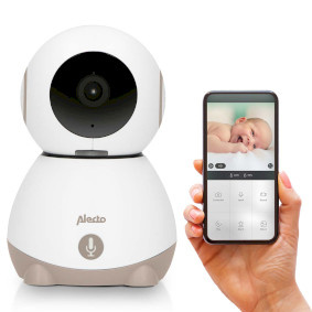 Alecto SMARTBABY10BE - WiFi Babyfoon met op afstand beweegbare HD Camera - App met Push melding bij beweging en geluid - Wit-Beige