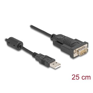 DeLOCK Delock Adapter USB 2.0 Type-A to 1 x Serial RS-232 D-Sub 9 pin male with ferrite core 0.25 m