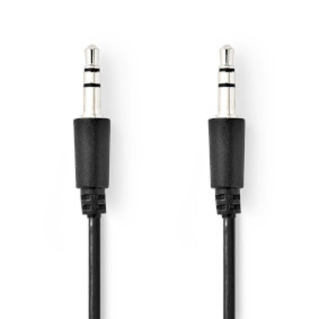 Stereo-Audiokabel | 3,5 mm Male | 3,5 mm Male | Vernikkeld | 1.00 m | Rond | Zwart | Label