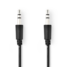 Stereo-Audiokabel | 3,5 mm Male | 3,5 mm Male | Vernikkeld | 1.00 m | Rond | Zwart | Label