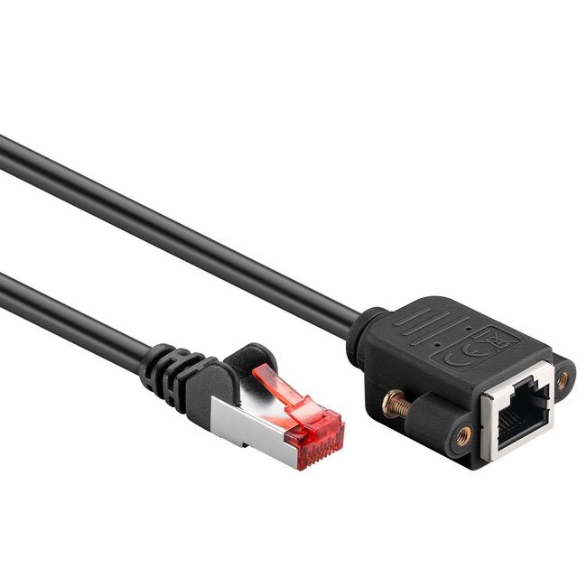 SFTP CAT6 netwerk verlengkabel | inbouwconnector | zwart | 2 meter
