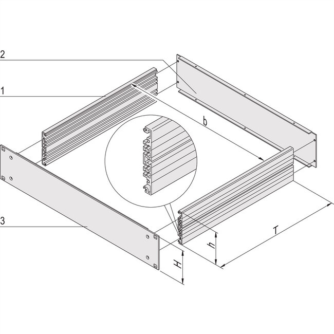 SCHROFF MultipacPRO 19" Chassis Basic Kit, 2 HE, Diepte 340 mm