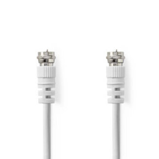Nedis Satelliet- en Antennekabel | F-Male | F-Male | Vernikkeld | 75 Ohm | Dubbel Afgeschermd | 20.0 m | Rond | PVC | Wit | Label