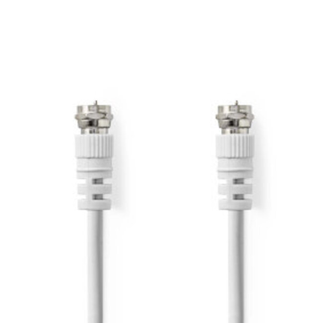 Satelliet- en Antennekabel | F-Male | F-Male | Vernikkeld | 75 Ohm | Dubbel Afgeschermd | 20.0 m | Rond | PVC | Wit | Label