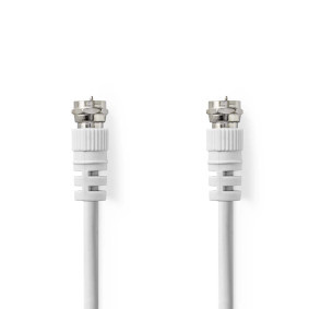 Nedis Satelliet- en Antennekabel - F-Male - F-Male - Vernikkeld - 75 Ohm - Dubbel Afgeschermd - 20.0 m - Rond - PVC - Wit - Label