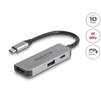 DeLOCK Delock USB Type-C™ Adapter to HDMI 4K 60 Hz with USB Type-A and USB Type-C™ PD 95 W