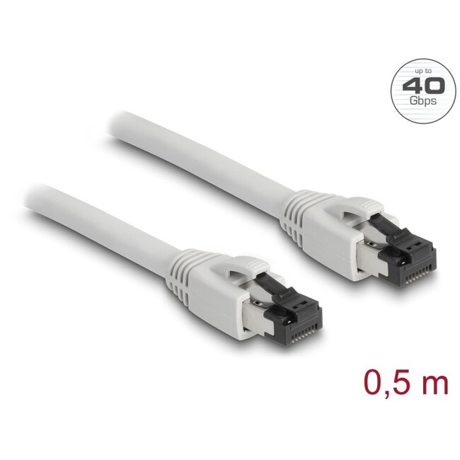 Delock RJ45 Network Cable Cat.8.1 S/FTP 0.5 m up to 40 Gbps grey