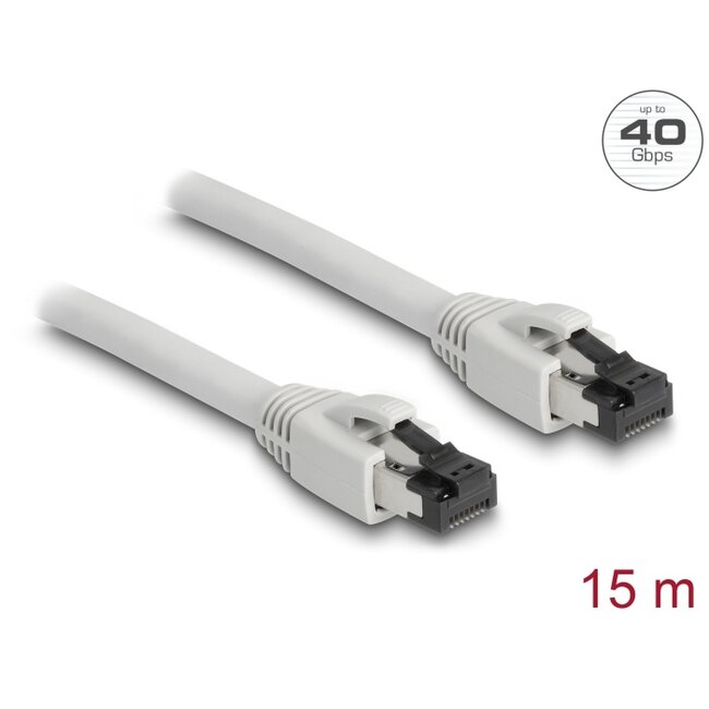 Delock RJ45 Network Cable Cat.8.1 S/FTP 15 m up to 40 Gbps grey