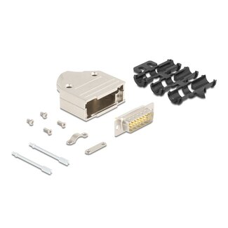 DeLOCK Delock Sub-D connector housing 15 pin metal including male connector and mounting material