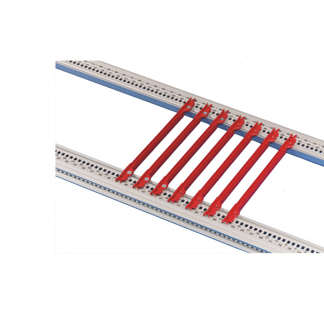 SCHROFF geleiderail, 4,4" printplaat type, kunststof, 220 mm, 2 mm groefbreedte, rood, 10 stuks
