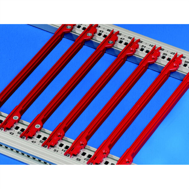 SCHROFF geleiderail, 4,4" printplaat type, kunststof, 220 mm, 2 mm groefbreedte, rood, 10 stuks