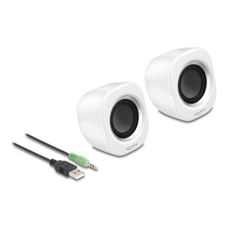 DeLOCK Delock Mini Stereo PC Speaker with 3.5 mm stereo jack male and USB powered white