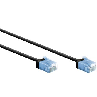 Goobay UTP CAT6a slimline netwerkkabel | LSZH | zwart | 0,15 meter
