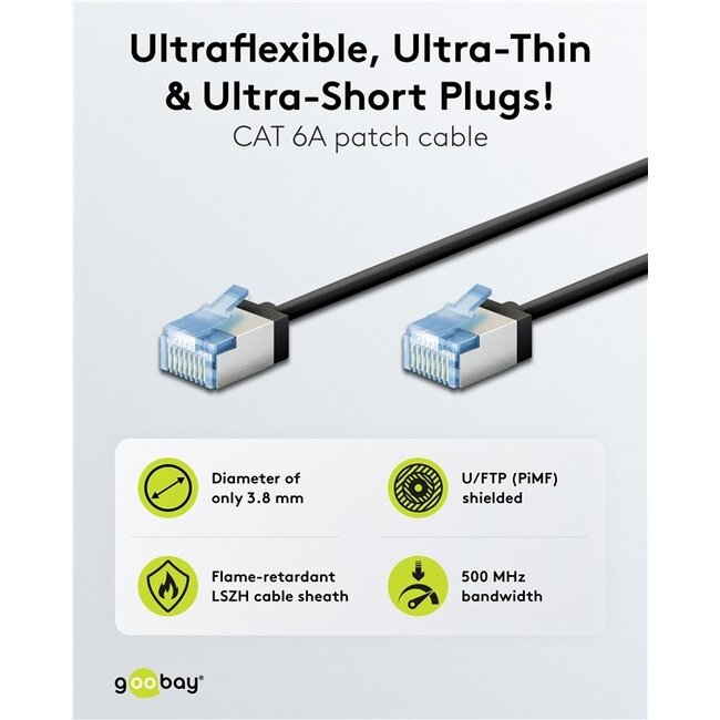 UFTP CAT6a slimline netwerkkabel | LSZH | zwart | 1 meter