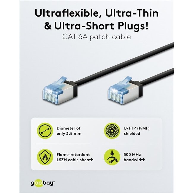UFTP CAT6a slimline netwerkkabel | LSZH | zwart | 5 meter