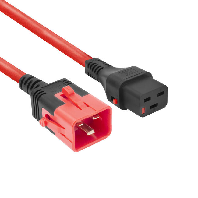 Dual IEC Lock C19 - C20 stroomkabel voor UPS/PDU | 3x 1,50mm | rood | 1 meter