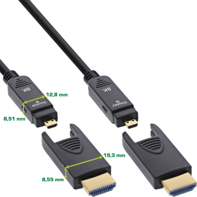 InLine® HDMI AOC cable, Ultra High Speed 2.1, detachable, 8K, 25m