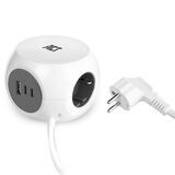 ACT AC2420 Stekkerdoos Kubus | 3 Sockets type F | 30W Power Delivery | 2x USB-C | 1x USB-A | Kabellengte 1,5 meter