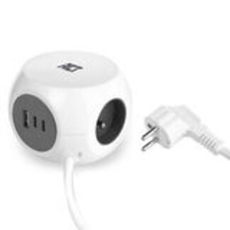 ACT ACT Stekkerdoos kubus met 3 type E stopcontacten, 30W Power Delivery USB-C/A poorten, kabellengte 1,5m