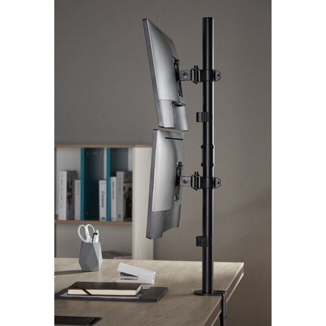 InLine® Desk Bracket for 2x TV / LED / TFT Display up to 81cm 32" max. 9kg vertical black