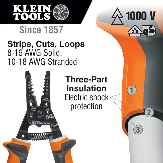 KLEIN TOOLS 11054EINS Geïsoleerde draadstripper/kniptang