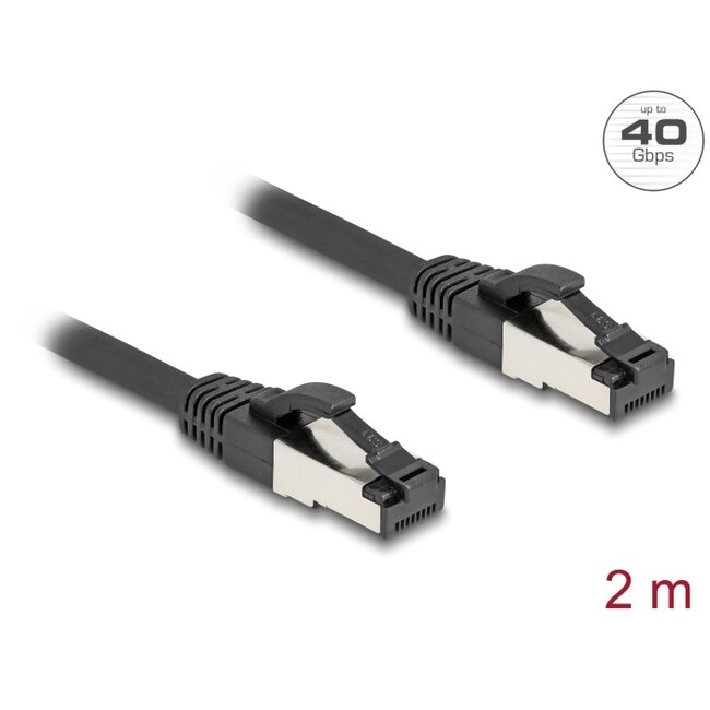 Delock RJ45 Network Cable Cat.8.1 S/FTP 2 m up to 40 Gbps black