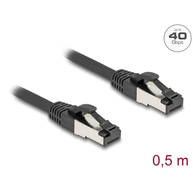 Delock RJ45 Network Cable Cat.8.1 S/FTP 0.5 m up to 40 Gbps black