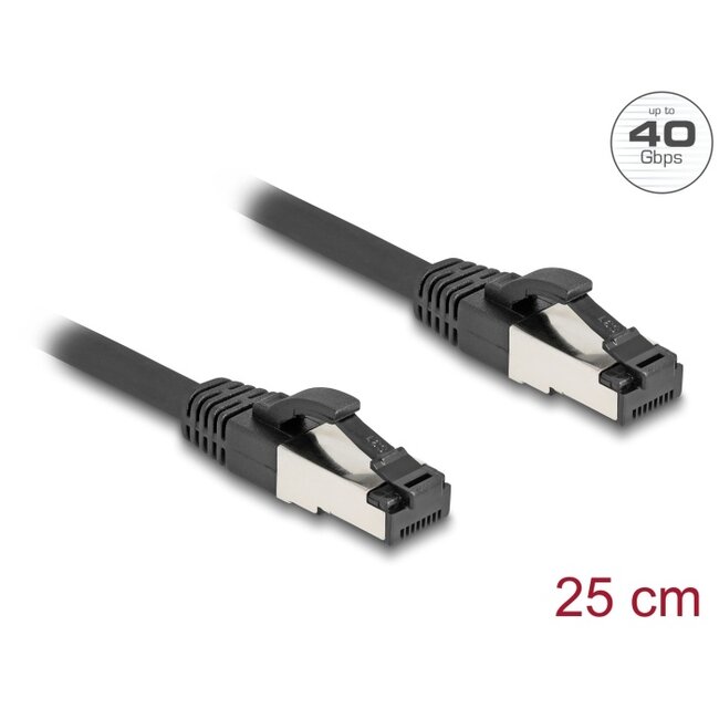 Delock RJ45 Network Cable Cat.8.1 S/FTP 0.25 m up to 40 Gbps black