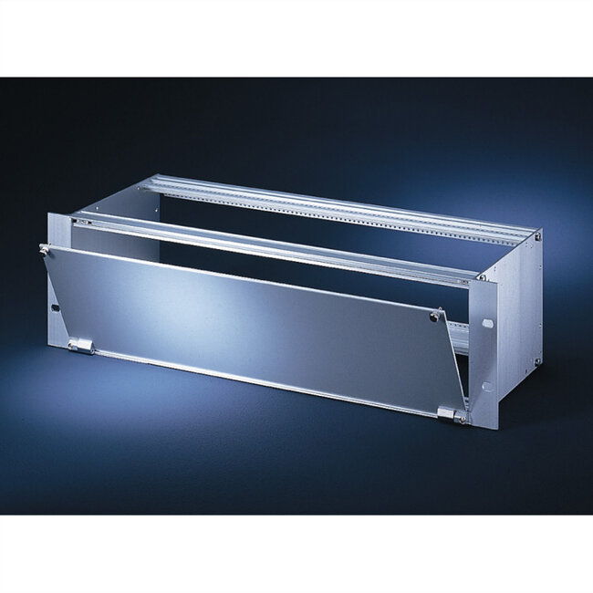 SCHROFF frontplaat, afgeschermd, scharnierende onderzijde, 3 HE, 63 HE, 2,5 mm, al, geanodiseerd vooraan, geleidend achteraan