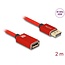 Delock DisplayPort extension cable 8K 60 Hz 2 m red metal without latch
