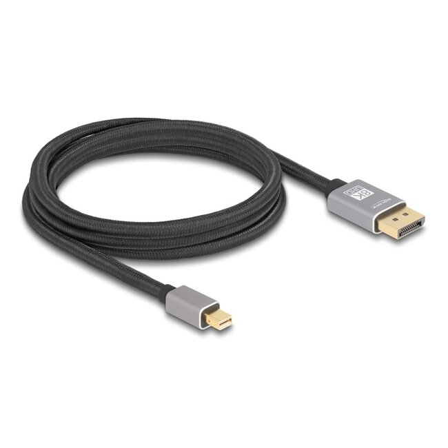 Delock Mini DisplayPort to DisplayPort cable 8K 60 Hz 2 m grey metal without latch