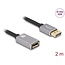 Delock DisplayPort extension cable 8K 60 Hz 2 m grey metal without latch