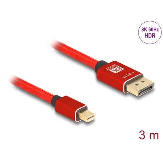 DeLOCK Delock Mini DisplayPort to DisplayPort cable 8K 60 Hz 3 m red metal without latch
