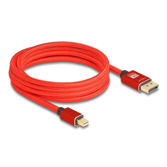 Delock Mini DisplayPort to DisplayPort cable 8K 60 Hz 3 m red metal without latch