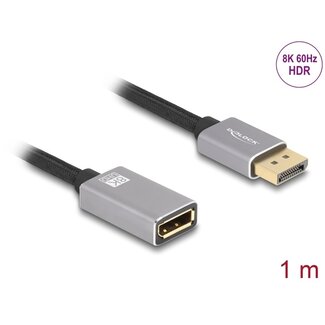 DeLOCK Delock DisplayPort extension cable 8K 60 Hz 1 m grey metal without latch
