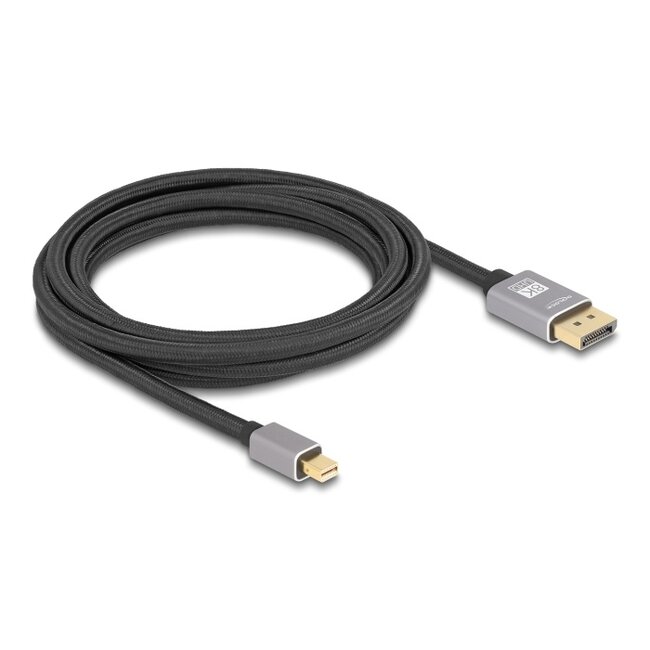 Delock Mini DisplayPort to DisplayPort cable 8K 60 Hz 3 m grey metal without latch