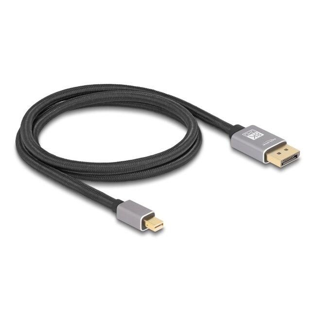 Delock Mini DisplayPort to DisplayPort cable 8K 60 Hz 1 m grey metal without latch