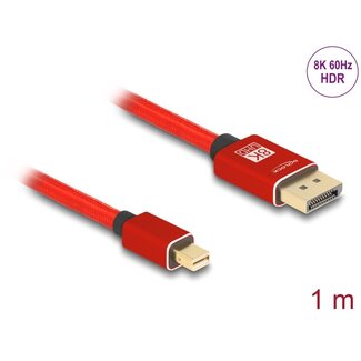 DeLOCK Delock Mini DisplayPort to DisplayPort cable 8K 60 Hz 1 m red metal without latch