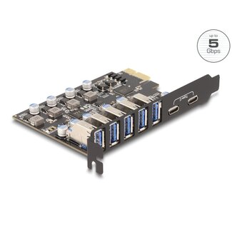 DeLOCK USB 5 Gbps PCI Express x1 Card to 5 x external Type-A + 2 x external USB Type-C™ female