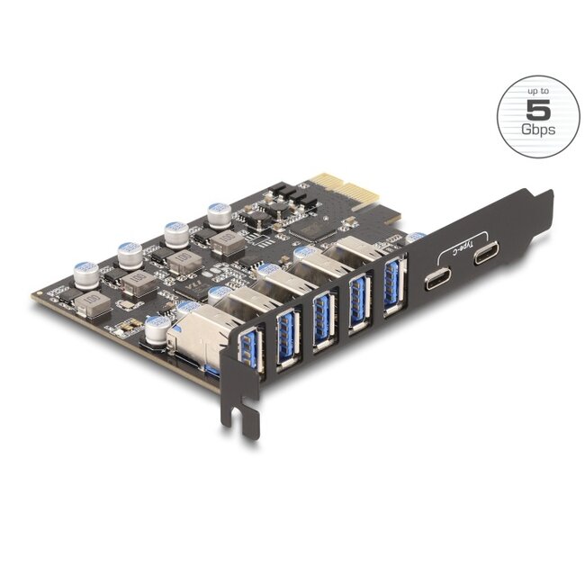 USB 5 Gbps PCI Express x1 Card to 5 x external Type-A + 2 x external USB Type-C™ female