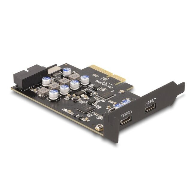PCI Express x4 Card to 2 x external USB Type-C™ + 1 x internal USB 10 Gbps Type-E Key A and 1 x 19 pin USB pin header male - Low Profile Form Factor
