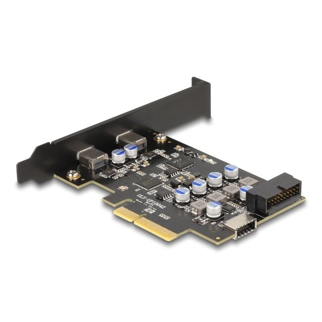 PCI Express x4 Card to 2 x external USB Type-C™ + 1 x internal USB 10 Gbps Type-E Key A and 1 x 19 pin USB pin header male - Low Profile Form Factor
