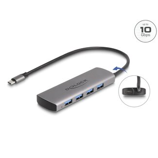 DeLOCK Delock USB 10 Gbps 4 Port USB Type-A Hub with USB Type-C™ connector and additional power port