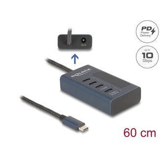 DeLOCK Delock USB 10 Gbps Hub with 4 USB Type-C™ Ports thereof 3 x Data Port + 1 x Data and PD 20 Watt with power indicator