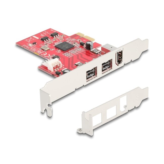 Delock PCI Express x1 Card to 2 x external FireWire B + 1 x external FireWire A - Low Profile Form Factor