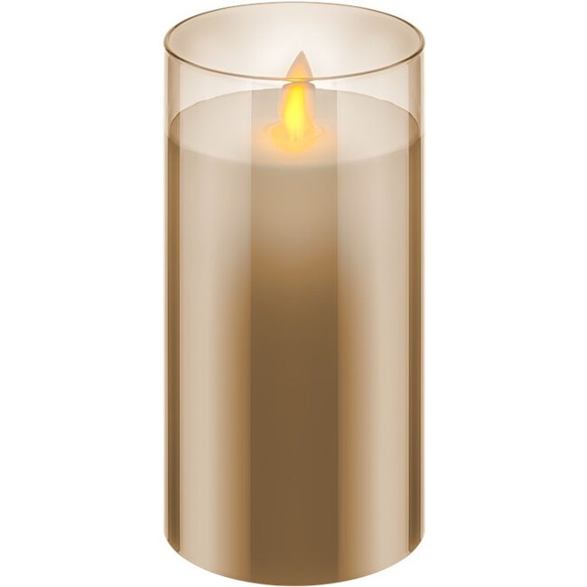 Goobay Set of 3 LED Real Wax Candles in Glass, Gold-Transparent, incl. 10x AAA (LR03)